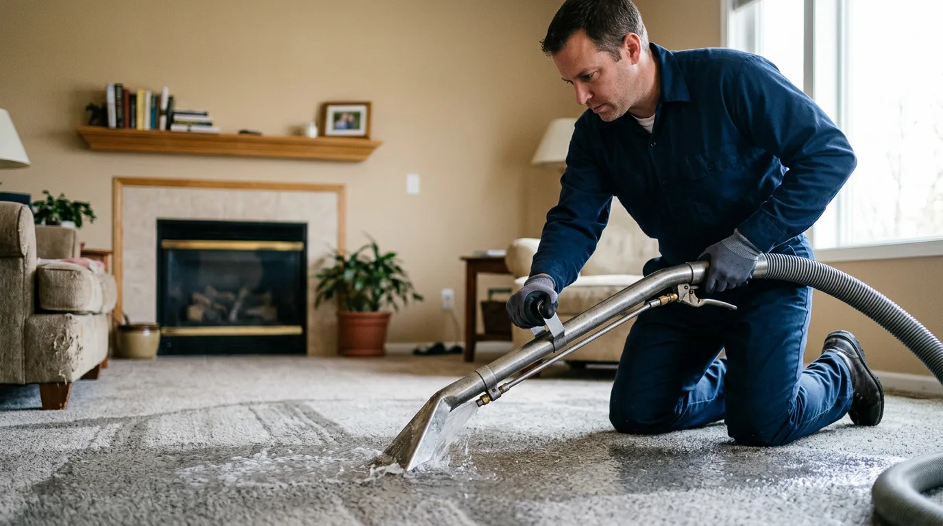 Water damage restoration technician working near Valley View, PA